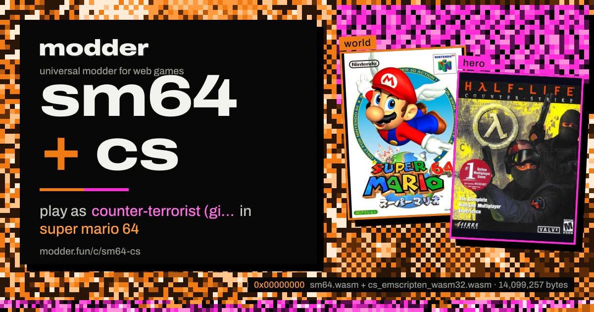 link card: sm64 + cs, play as counter-terrorist (gign) in super mario 64