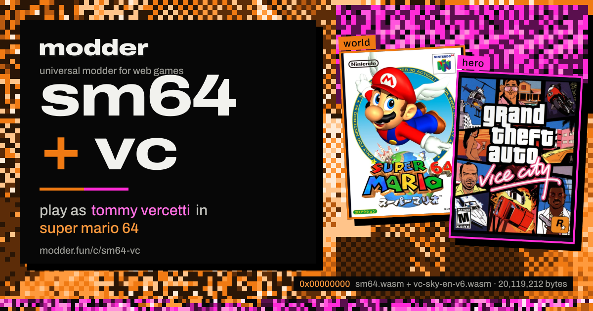 link card: sm64 + vc, play as tommy vercetti in super mario 64