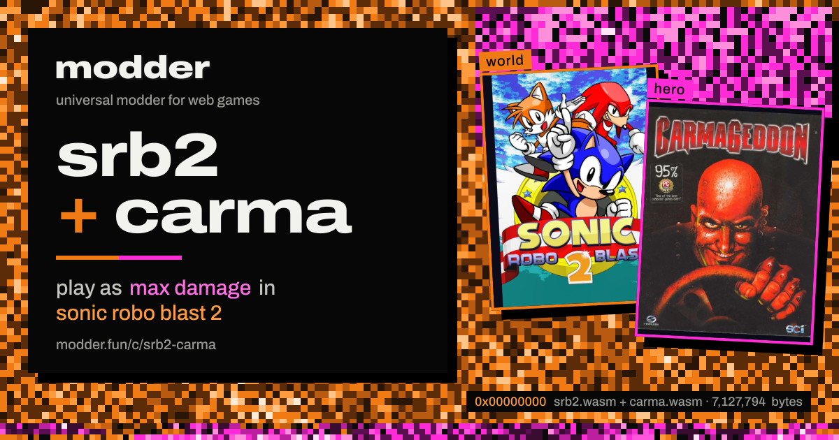 link card: srb2 + carma, play as max damage in sonic robo blast 2