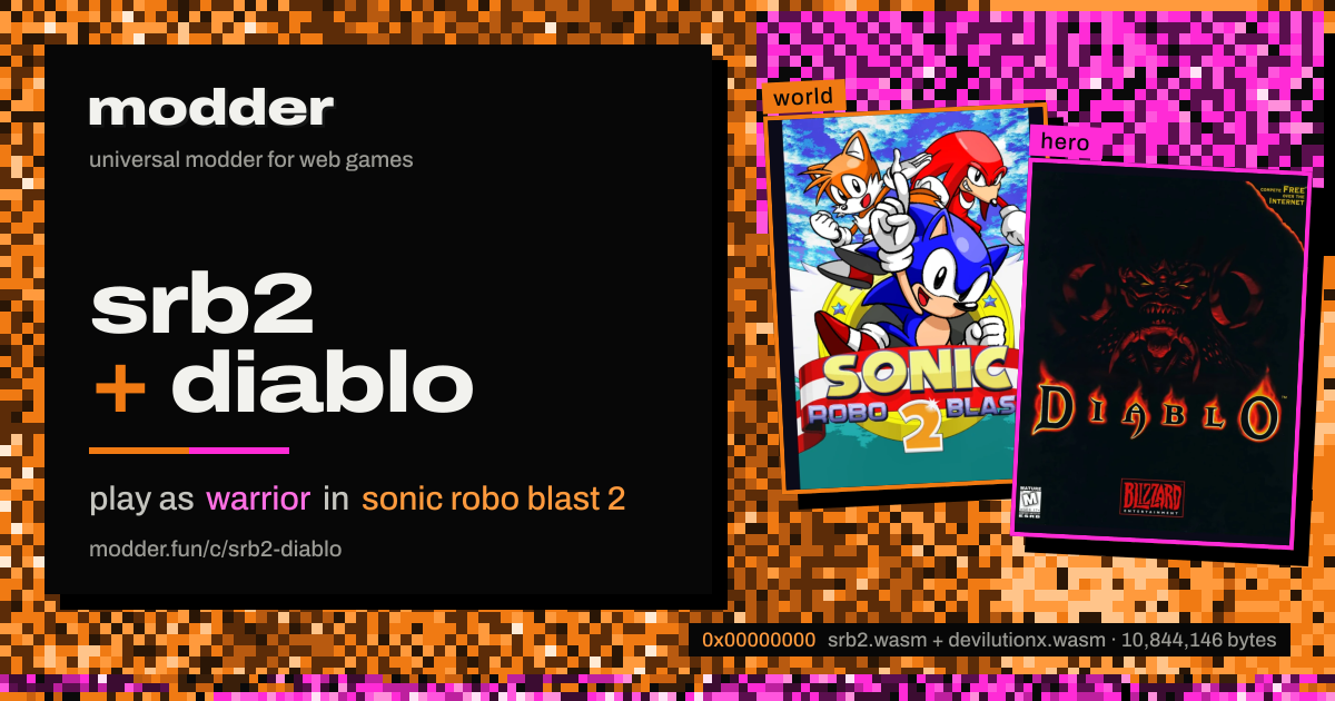 link card: srb2 + diablo, play as warrior in sonic robo blast 2