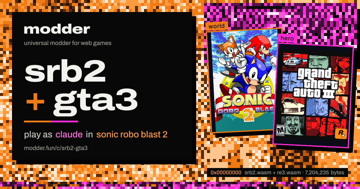 link card: srb2 + gta3, play as claude in sonic robo blast 2