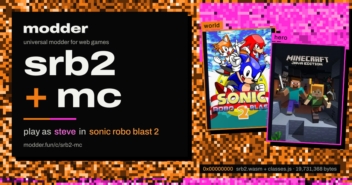 link card: srb2 + mc, play as steve in sonic robo blast 2