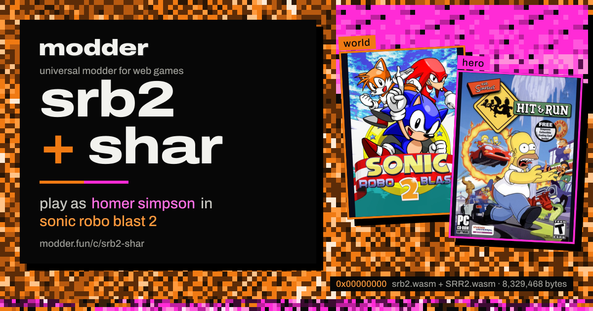 link card: srb2 + shar, play as homer simpson in sonic robo blast 2