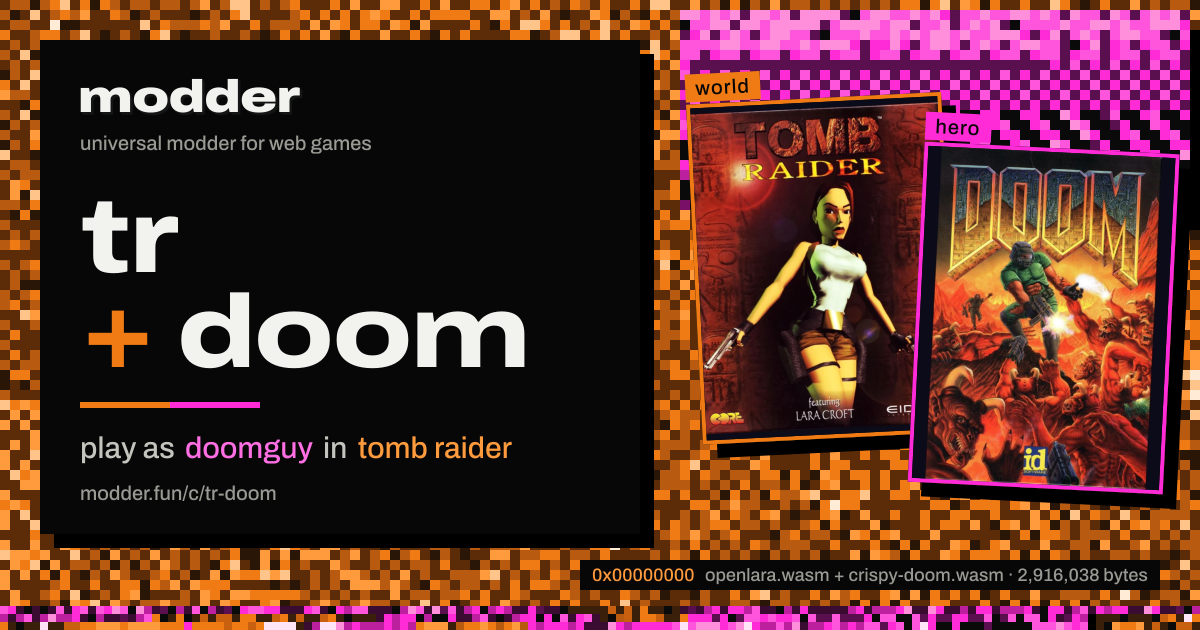 link card: tr + doom, play as doomguy in tomb raider