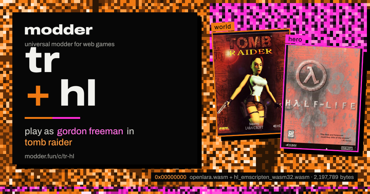 link card: tr + hl, play as gordon freeman in tomb raider