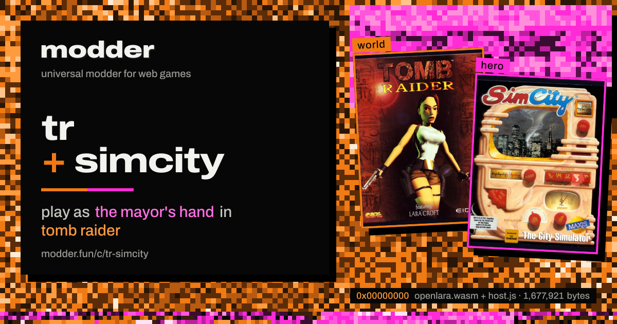 link card: tr + simcity, play as the mayor's hand in tomb raider