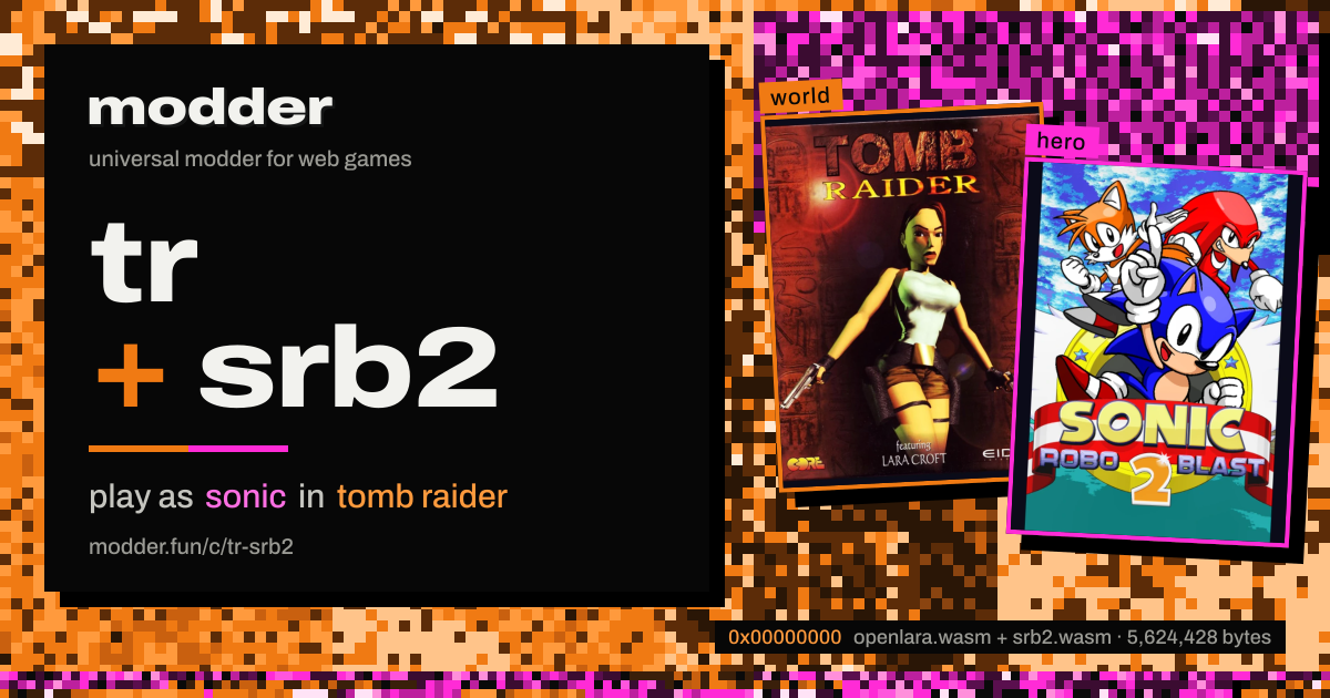 link card: tr + srb2, play as sonic in tomb raider