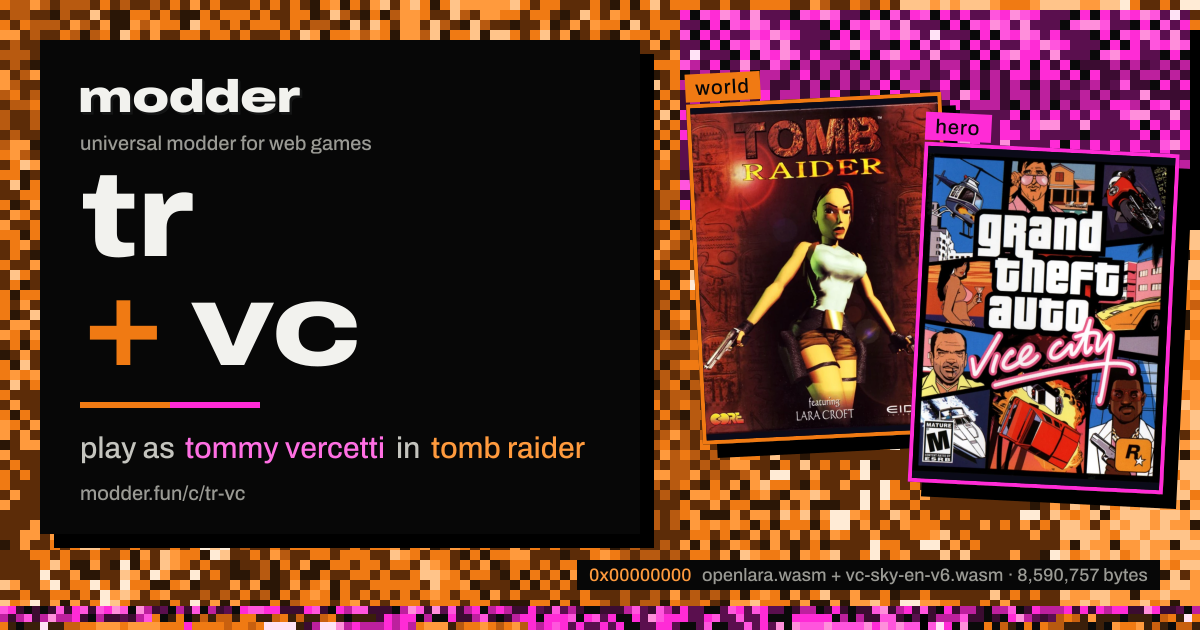 link card: tr + vc, play as tommy vercetti in tomb raider