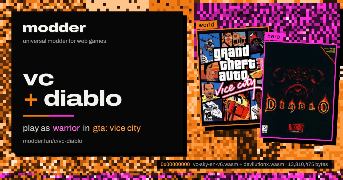 link card: vc + diablo, play as warrior in gta: vice city