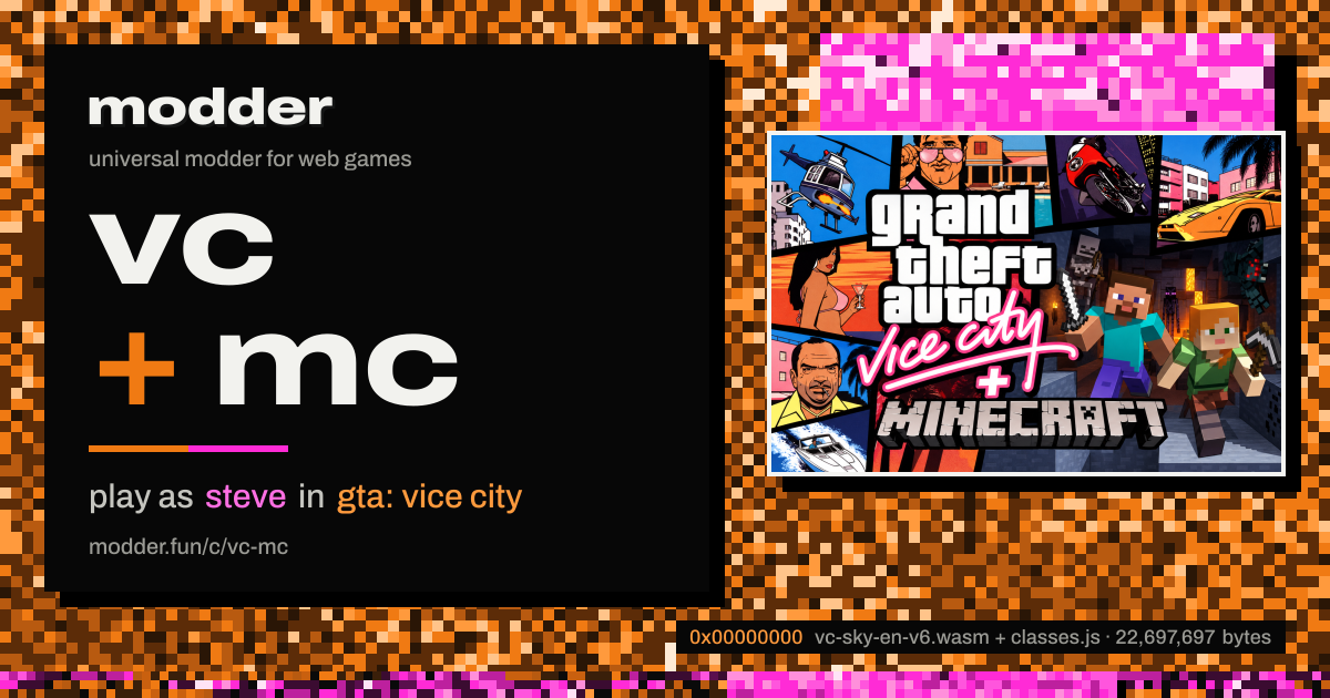 link card: vc + mc, play as steve in gta: vice city