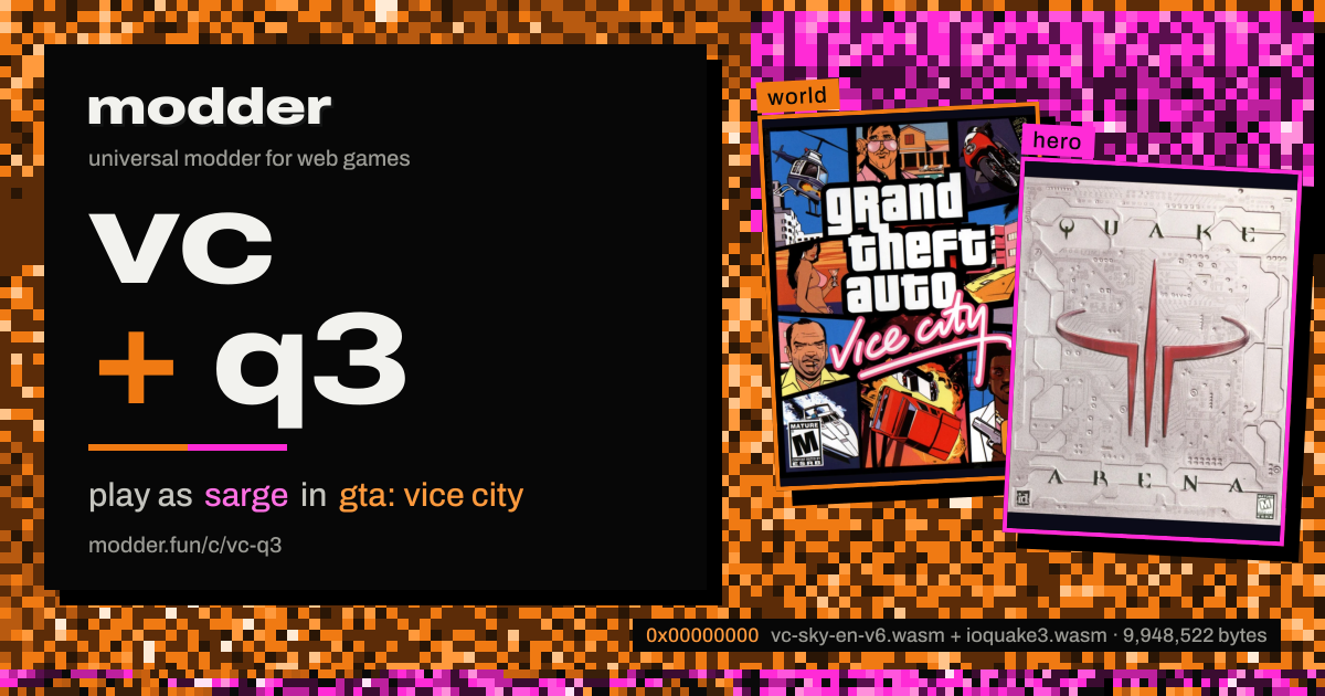 link card: vc + q3, play as sarge in gta: vice city
