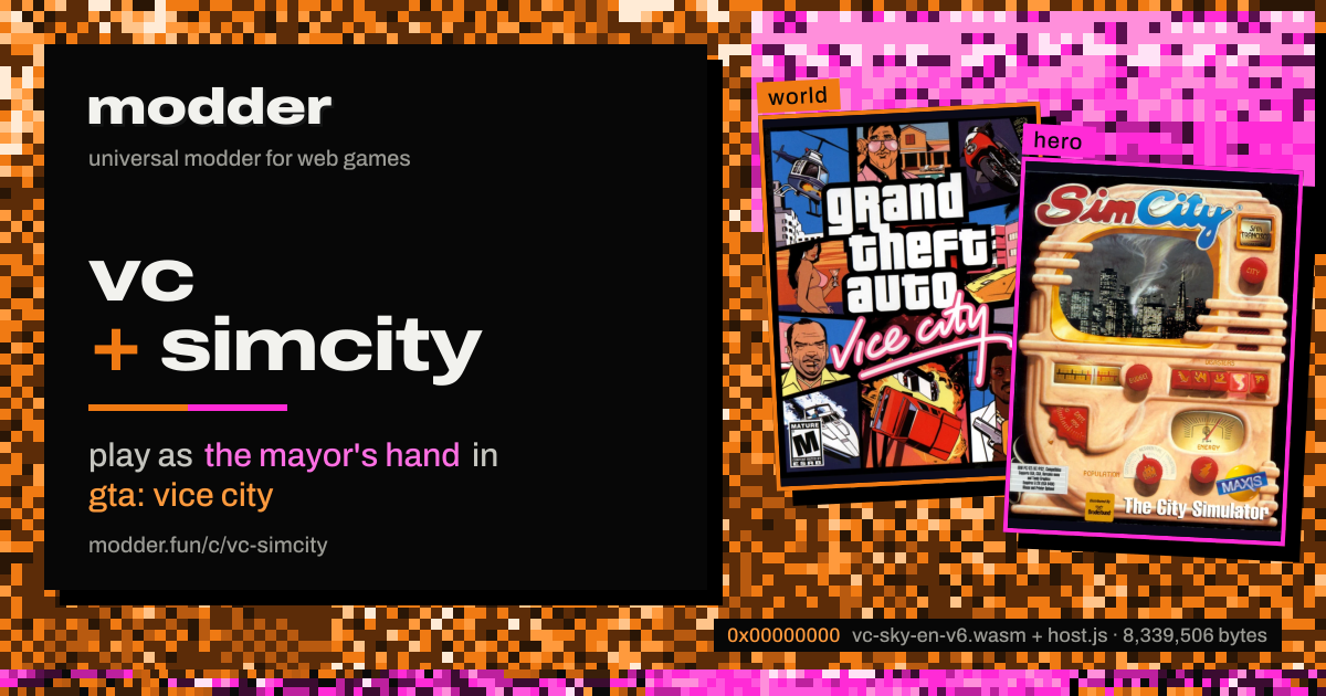 link card: vc + simcity, play as the mayor's hand in gta: vice city
