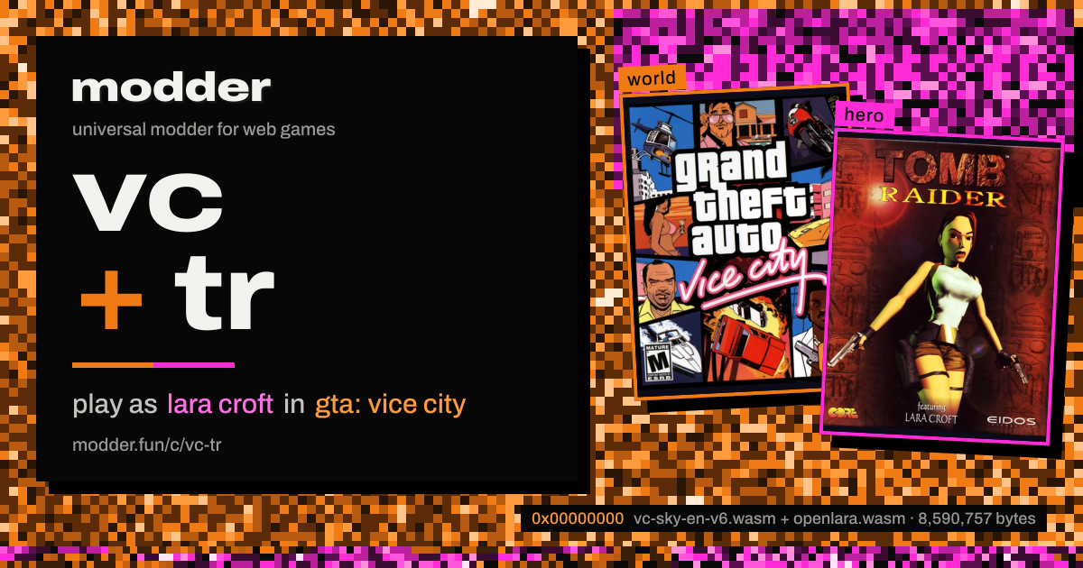 link card: vc + tr, play as lara croft in gta: vice city